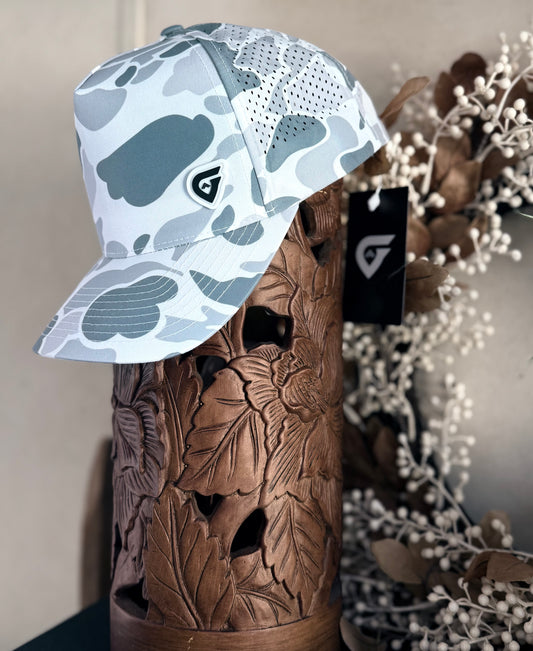 WHITE CAMO | 5 PANEL | PERFORMANCE SNAP BACK